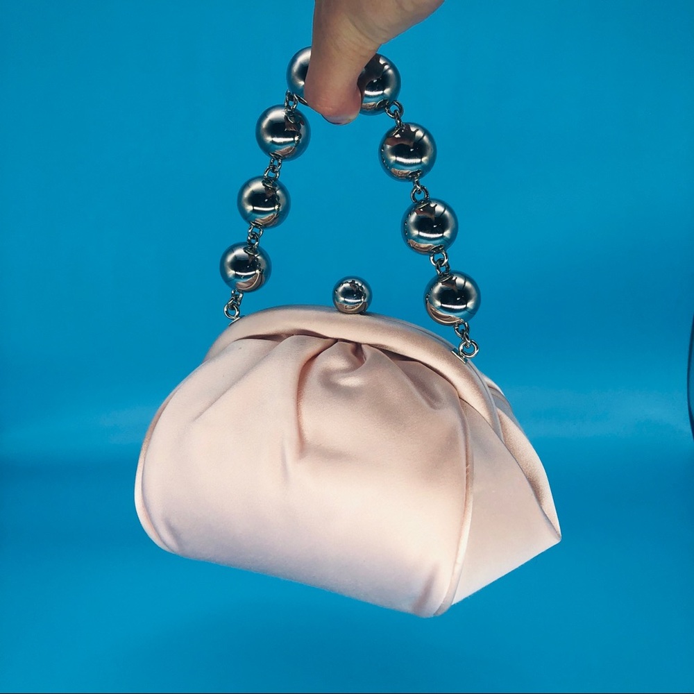 Tiffany & co baby pink purse w metal bead handle